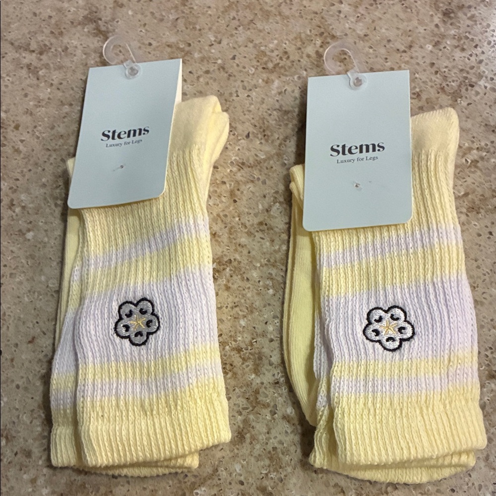 NWT STEMS Varsity Light Yellow Crew Socks - 
2 Pair - One Size